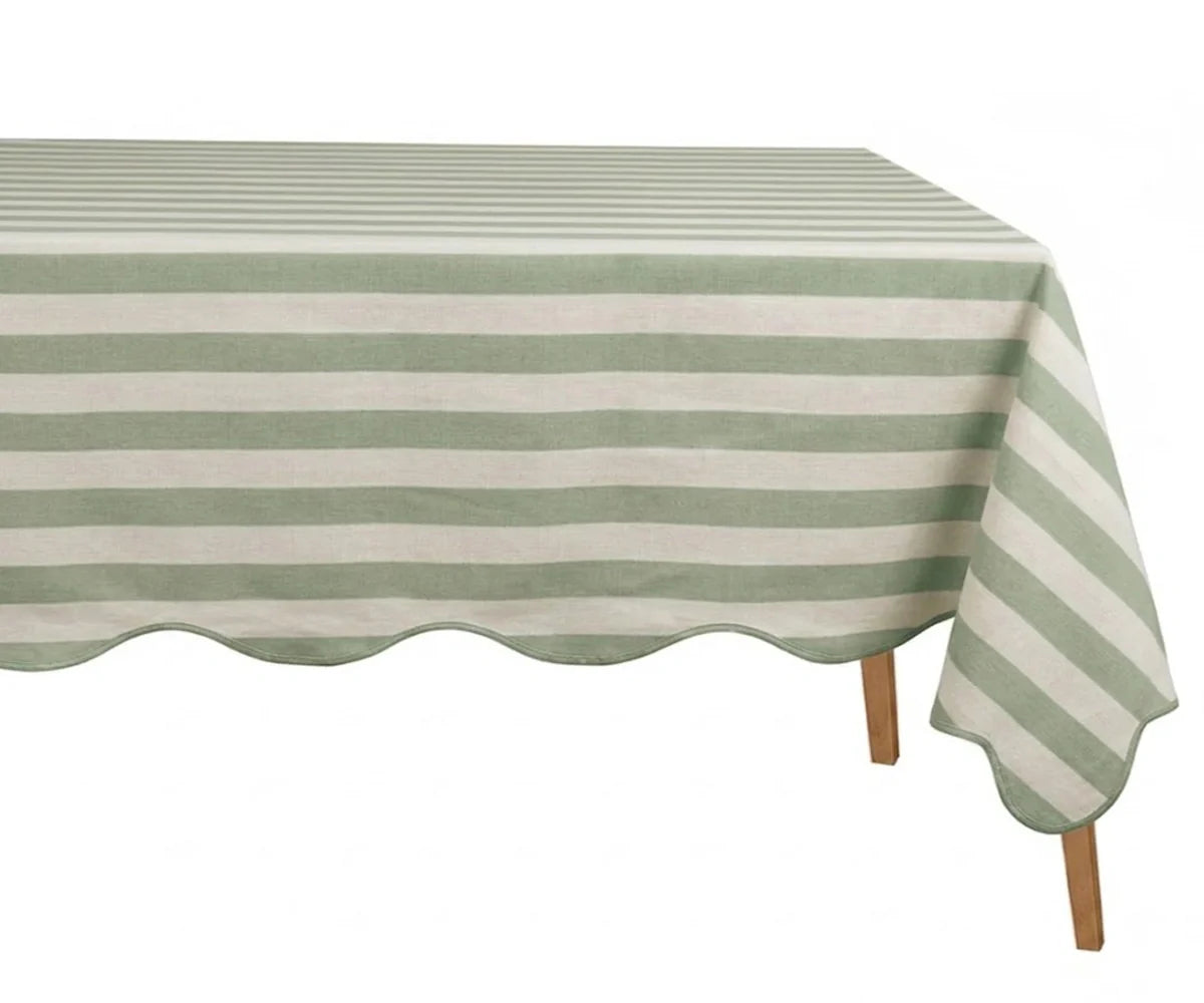 Scalloped Edge Tablecloth - Striped