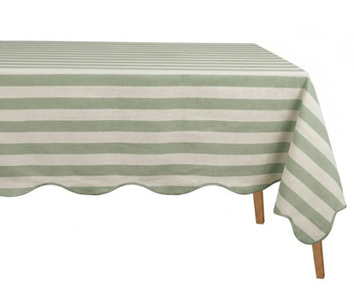 Scalloped Edge Tablecloth - Striped