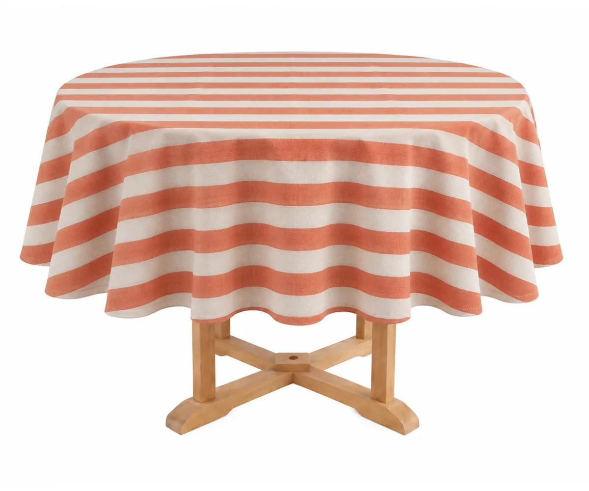 Striped Round Tablecloth - Scalloped Edge