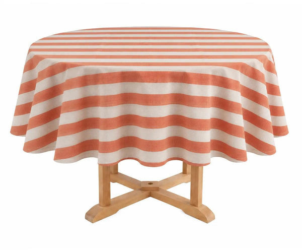 Striped Round Tablecloth - Scalloped Edge