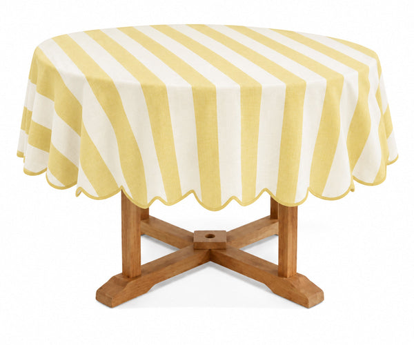 Striped Round Tablecloth - Scalloped Edge