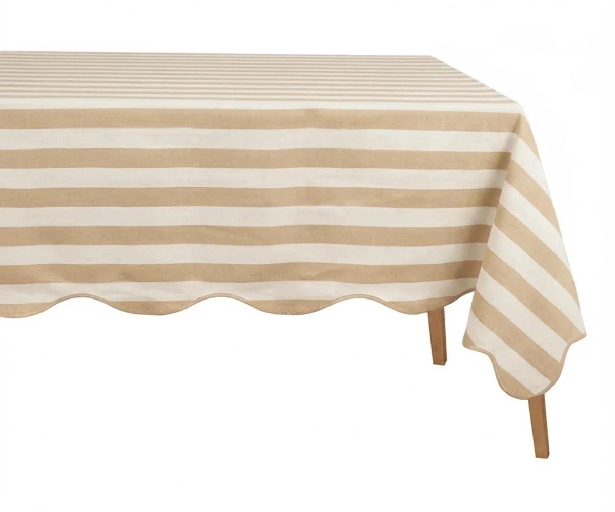 Scalloped Edge Tablecloth - Striped