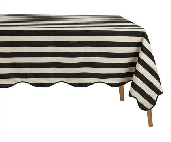 Scalloped Edge Tablecloth - Striped