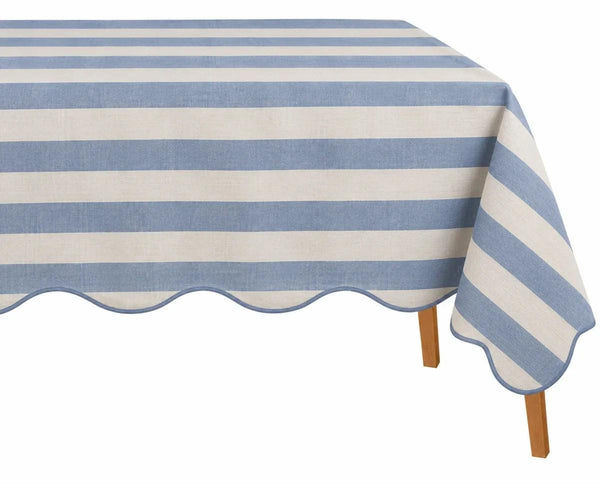 Scalloped Edge Tablecloth - Striped