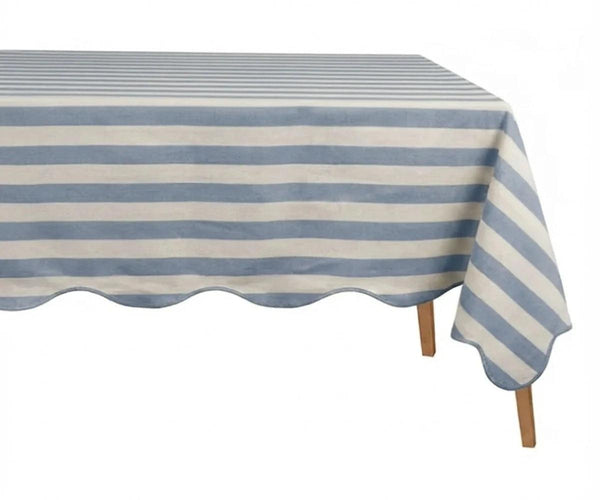 Scalloped Edge Tablecloth - Striped