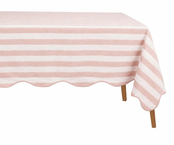 Scalloped Edge Tablecloth - Striped