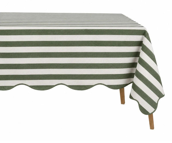 Scalloped Edge Tablecloth - Striped