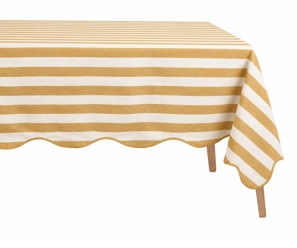 Scalloped Edge Tablecloth - Striped