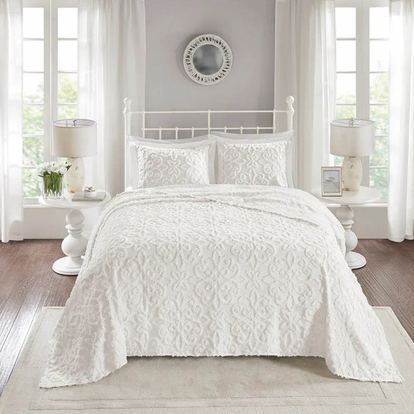 Sabrina 3 Piece Tufted Cotton Chenille Bedspread Set - Off White - Gifts for You 'n Me