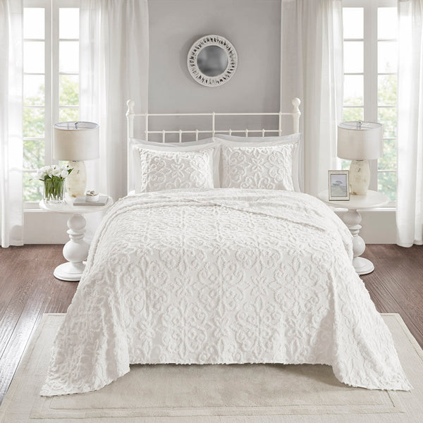 Sabrina 3 Piece Tufted Cotton Chenille Bedspread Set - Off White - Gifts for You 'n Me