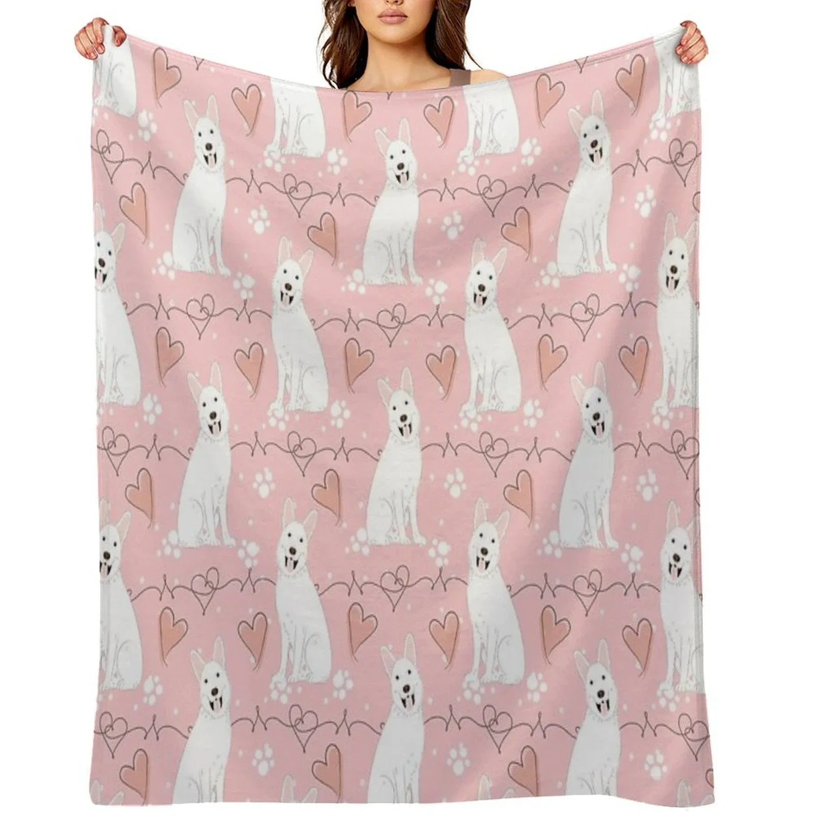 LOVE White German Shepherd Throw Blanket