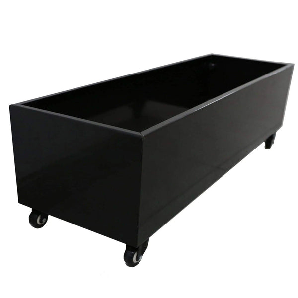 Black Metal Planter Medium with Wheels – For Artificial Hedges