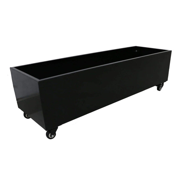 Black Metal Planter Medium with Wheels – For Artificial Hedges