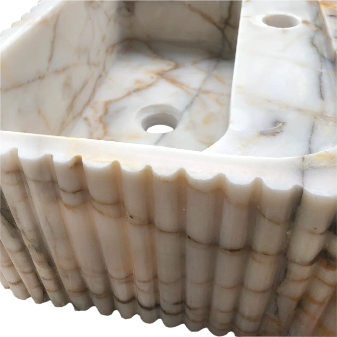 Calacatta Gold Marble Wall-mount Bathroom Vanity Sink Fluted (W)18