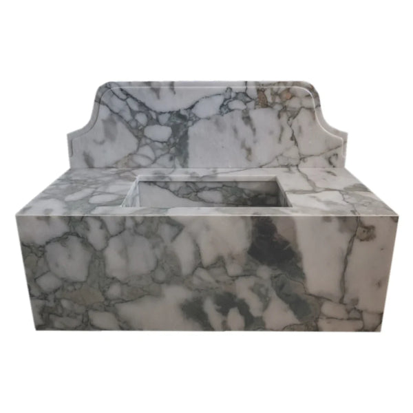 Calacatta Verde Marble Rectangular Wall-mount Bathroom Sink with 10