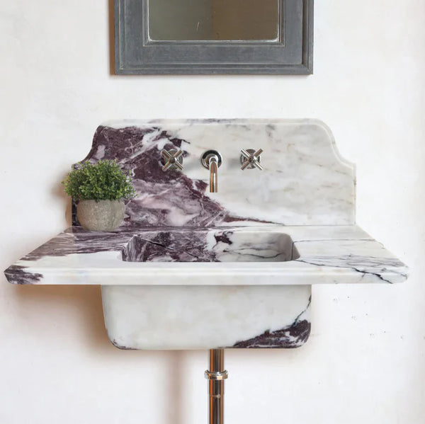 Calacatta Viola Marble Wall-mount Bathroom Sink with 10