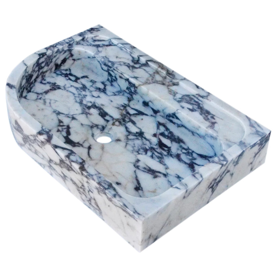 Calacatta Viola Marble Wall-mount Bathroom Rectangular Corner Sink (W)16