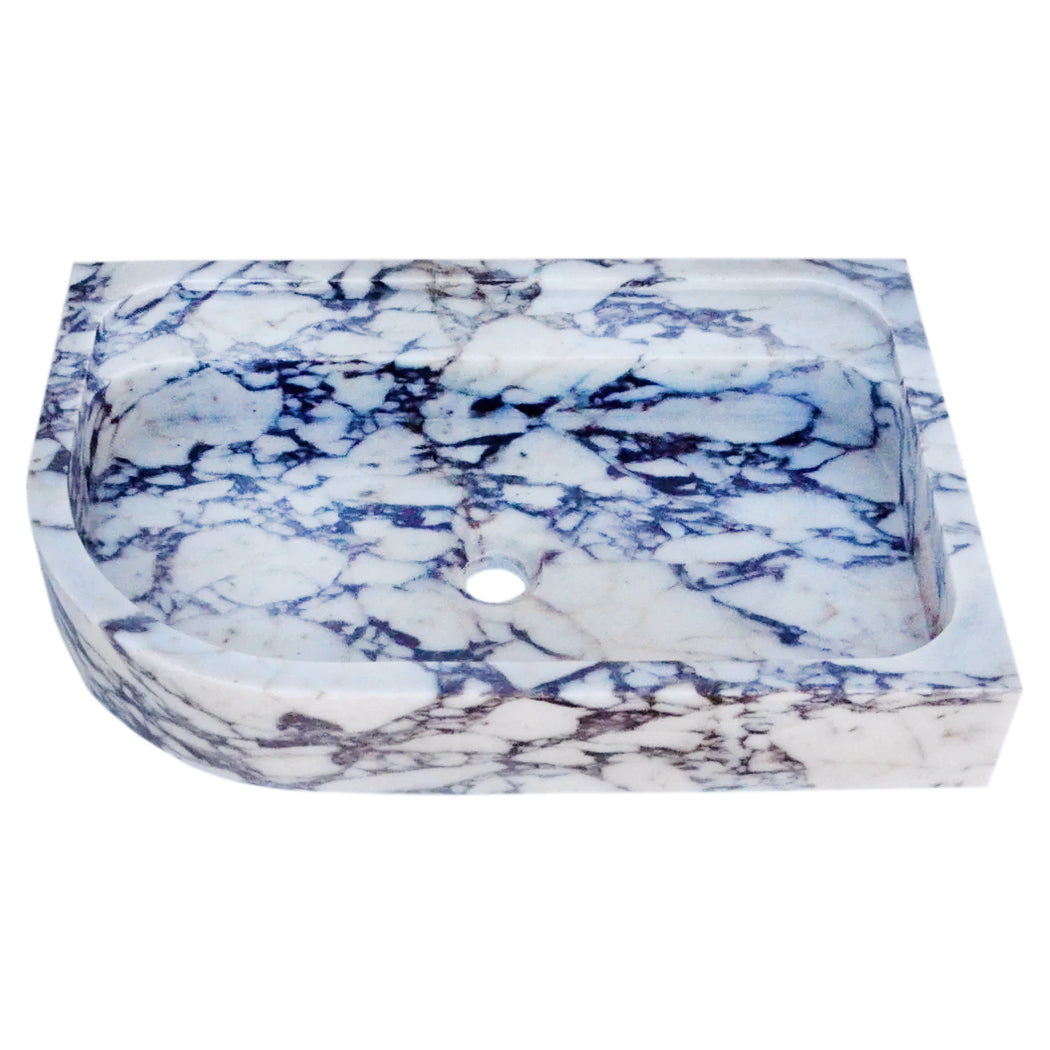 Calacatta Viola Marble Wall-mount Bathroom Rectangular Corner Sink (W)16