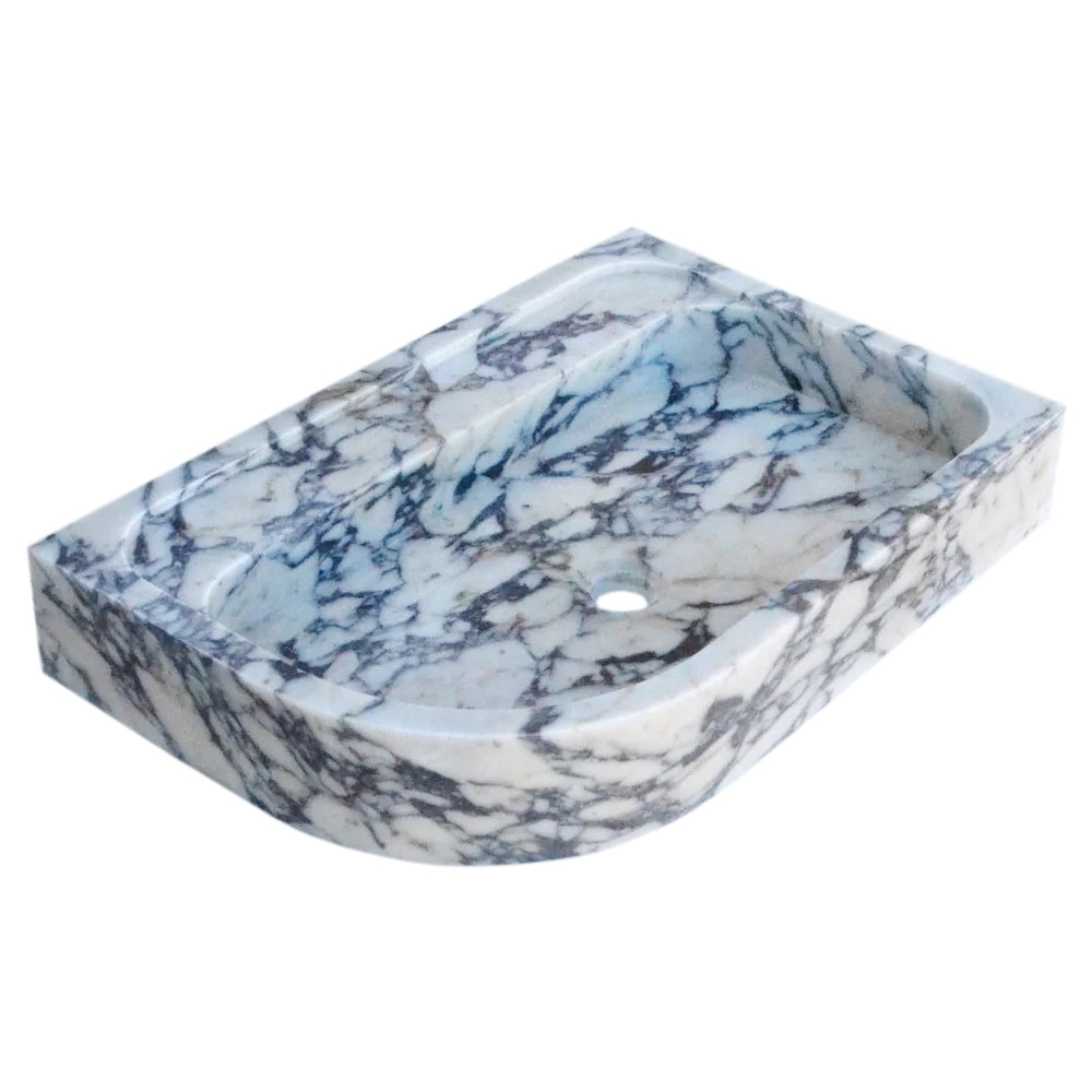 Calacatta Viola Marble Wall-mount Bathroom Rectangular Corner Sink (W)16