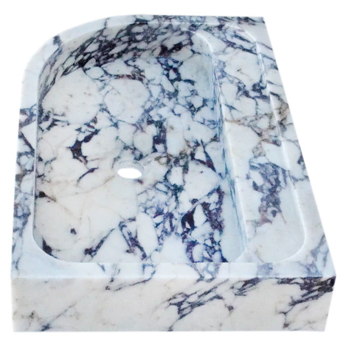Calacatta Viola Marble Wall-mount Bathroom Rectangular Corner Sink (W)16