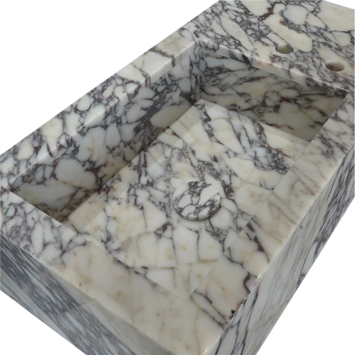 Calacatta Viola Marble Rectangular Wall-mount Bathroom Sink Side Faucet Holes (W)16