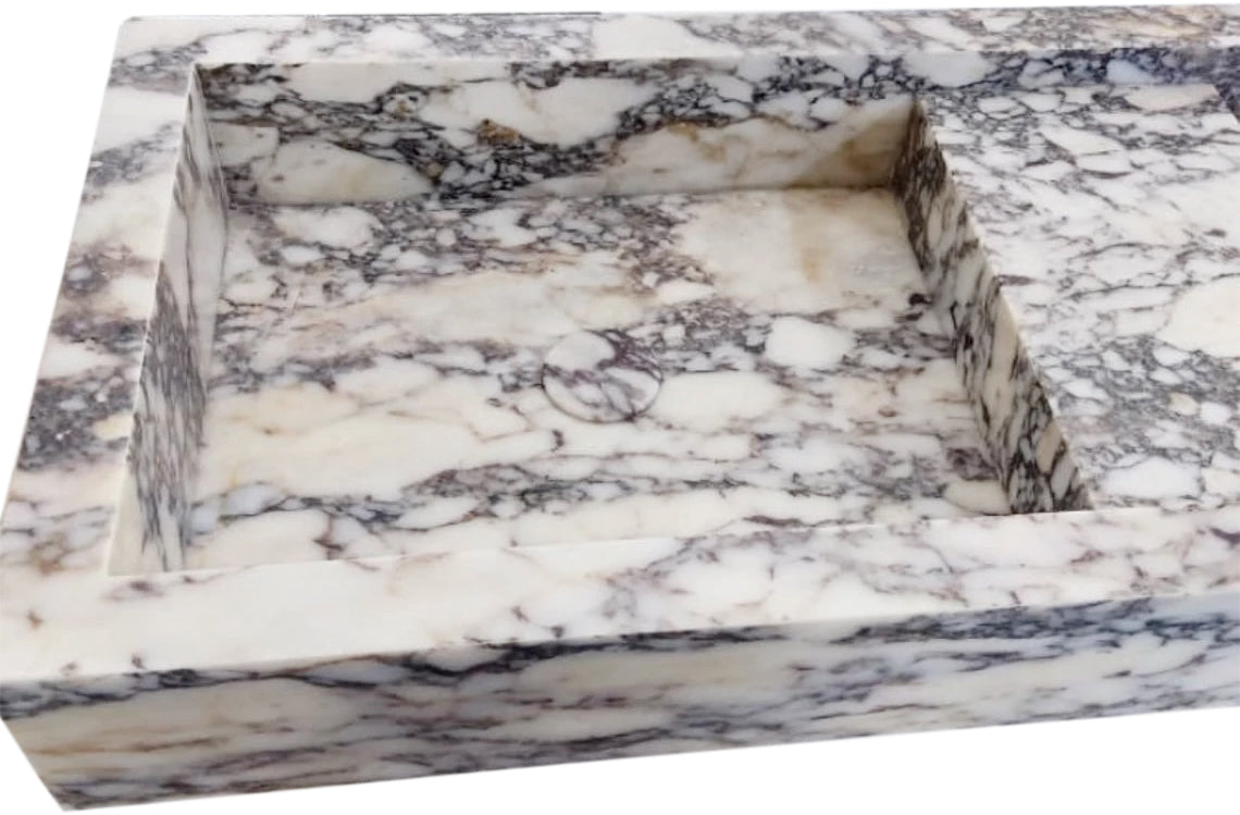 Calacatta Viola Marble Double Bathroom Sink Polished (W)19