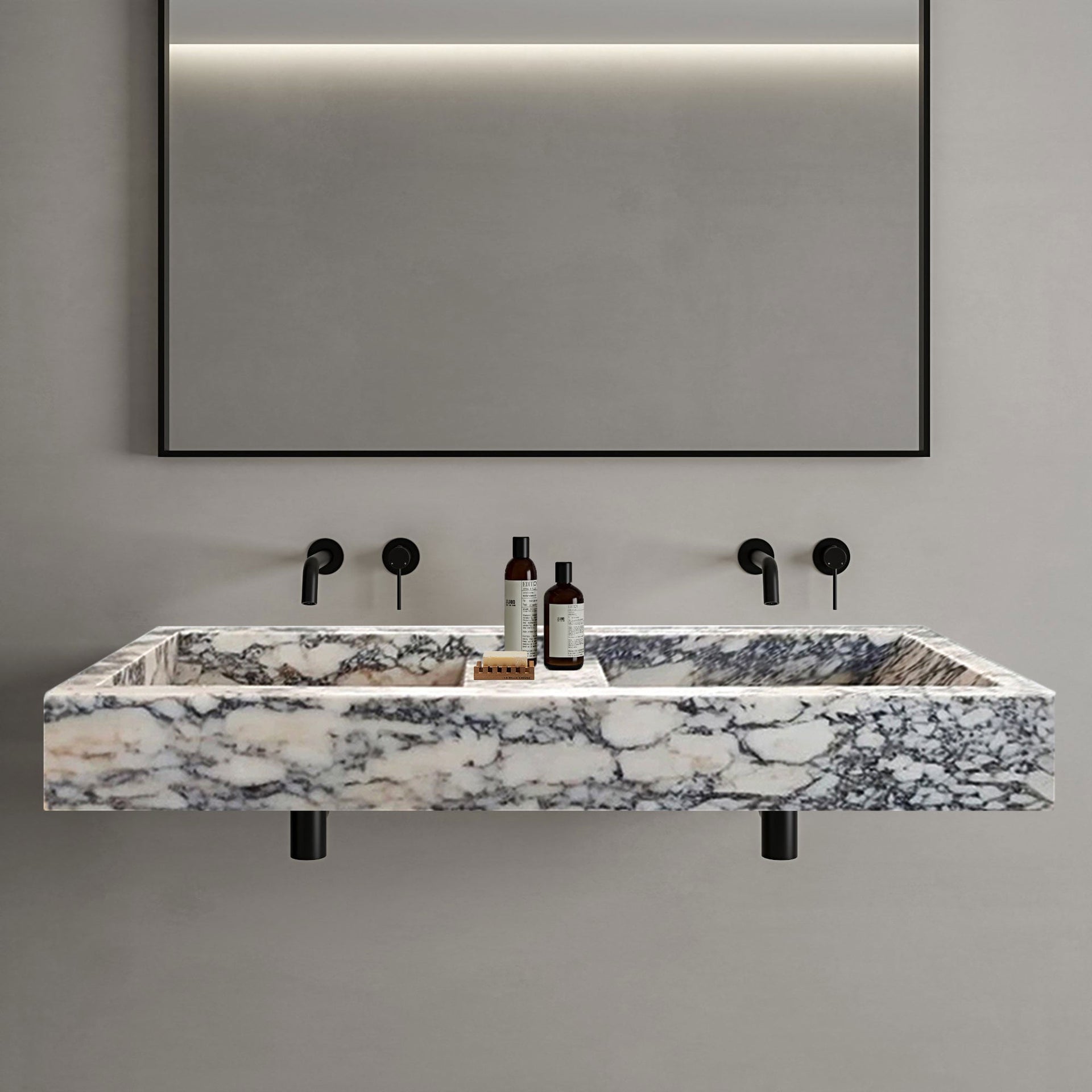 Calacatta Viola Marble Double Bathroom Sink Polished (W)19