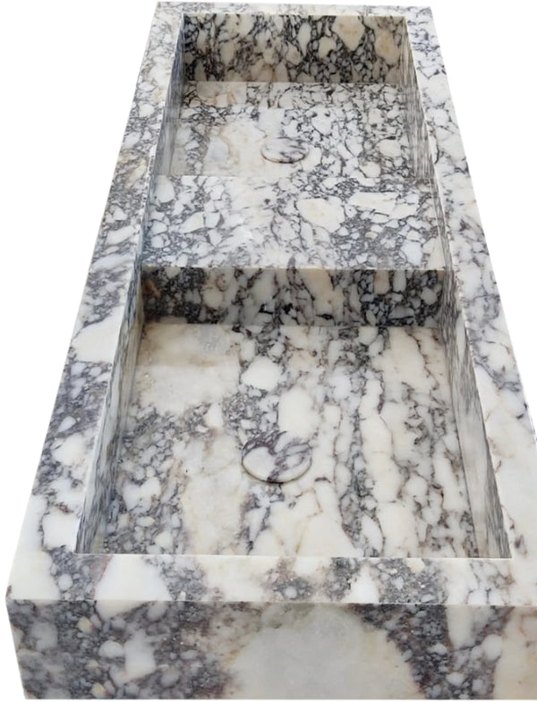 Calacatta Viola Marble Double Bathroom Sink Polished (W)19