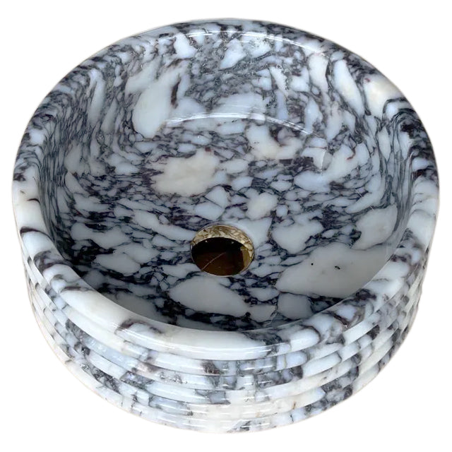 Calacatta Viola Marble Fluted Above-vanity Bathroom Sink Polished