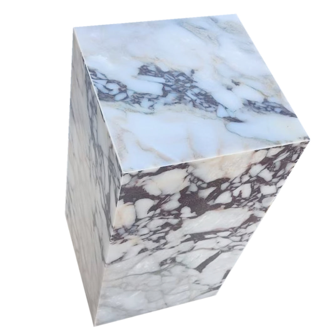 Calacatta Viola Marble Cube Design Plinth End/Side Table, Nightstand Polished (W)14