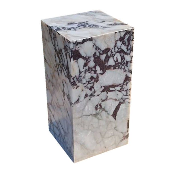 Calacatta Viola Marble Cube Design Plinth End/Side Table, Nightstand Polished (W)14