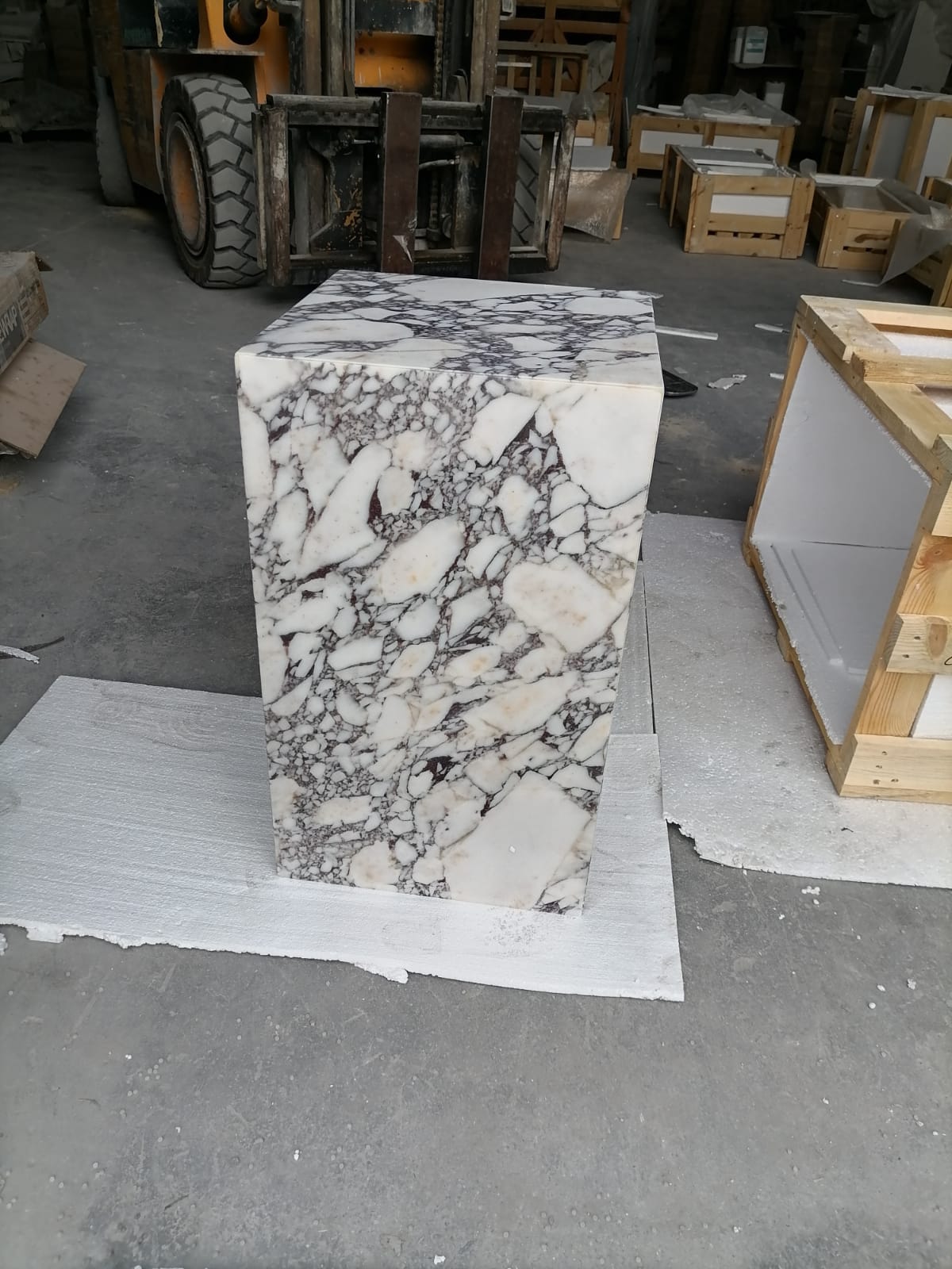 Calacatta Viola Marble Cube Design Plinth End/Side Table, Nightstand Polished (W)14