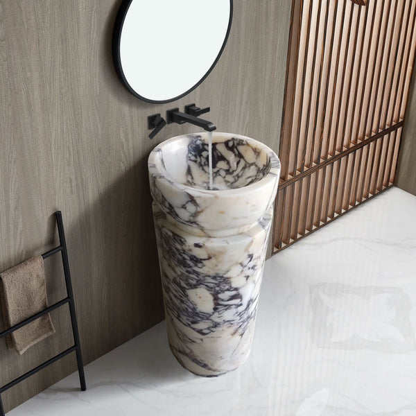 Calacatta Viola Marble Designer Pedestal Stand-Alone Sink (W)18