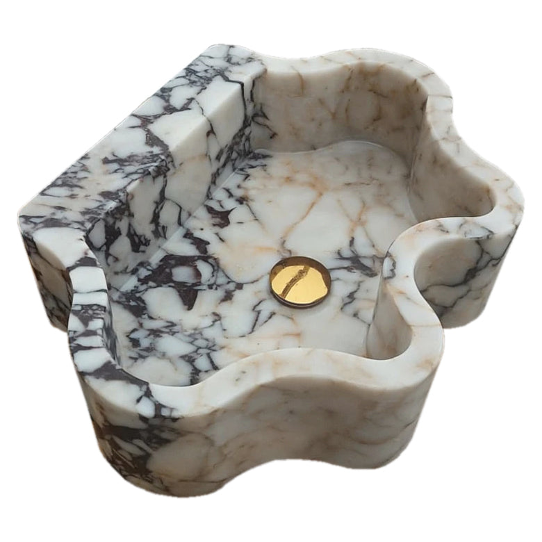 Calacatta Viola Marble Wall-mount Bathroom Sink Wavy Edges (W)16