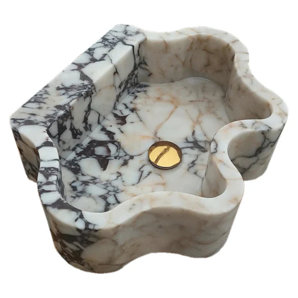 Calacatta Viola Marble Wall-mount Bathroom Sink Wavy Edges (W)16
