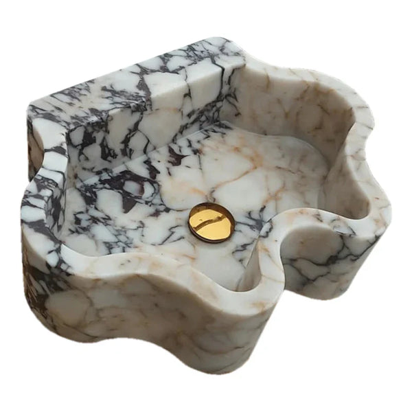 Calacatta Viola Marble Wall-mount Bathroom Sink Wavy Edges (W)16