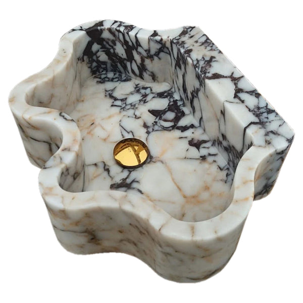 Calacatta Viola Marble Wall-mount Bathroom Sink Wavy Edges (W)16