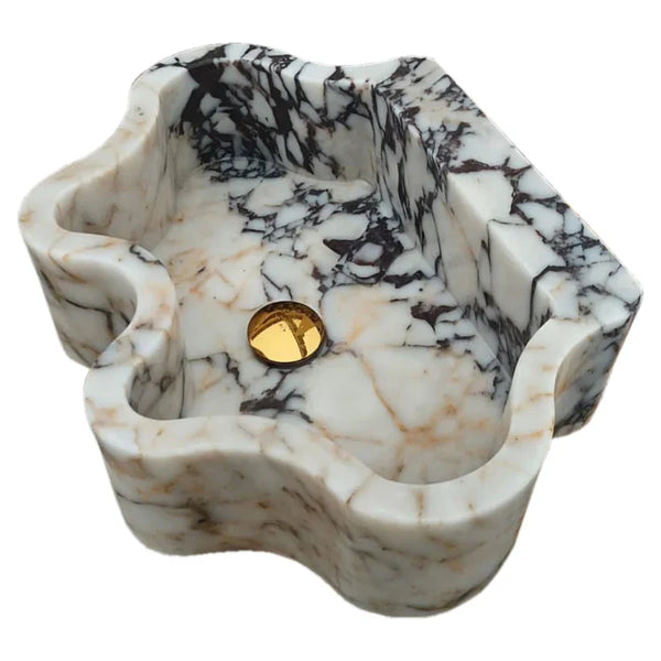 Calacatta Viola Marble Wall-mount Bathroom Sink Wavy Edges (W)16