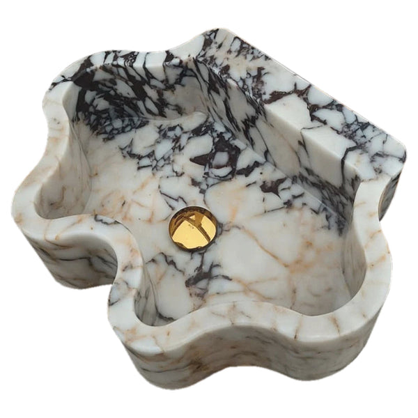 Calacatta Viola Marble Wall-mount Bathroom Sink Wavy Edges (W)16