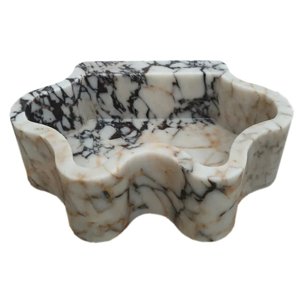 Calacatta Viola Marble Wall-mount Bathroom Sink Wavy Edges (W)16