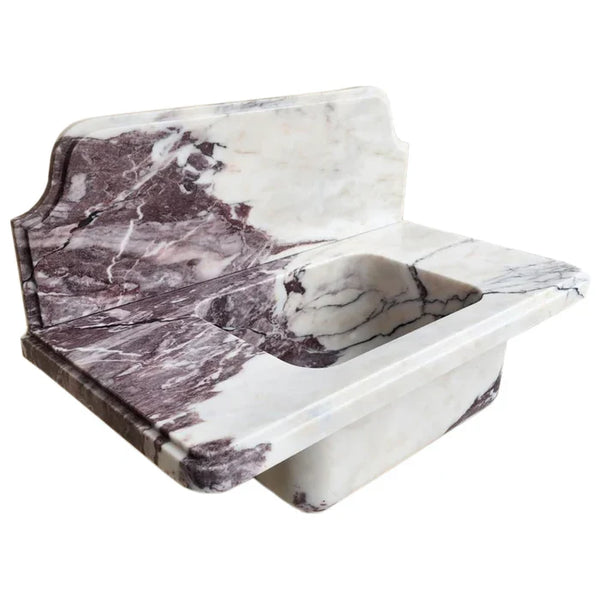 Calacatta Viola Marble Wall-mount Bathroom Sink with 10