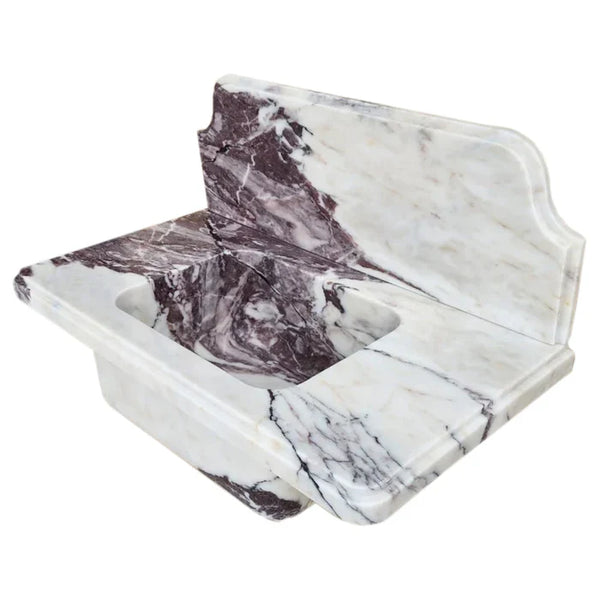 Calacatta Viola Marble Wall-mount Bathroom Sink with 10