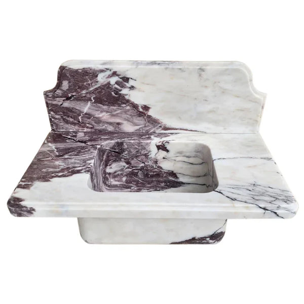 Calacatta Viola Marble Wall-mount Bathroom Sink with 10