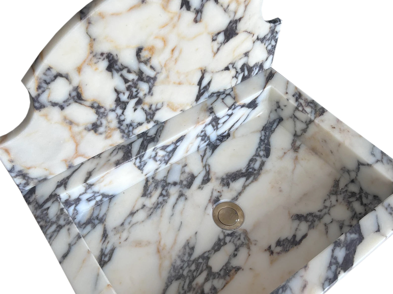 Calacatta Viola Marble Wall-Mount Bathroom Sink with Backsplash (W)18