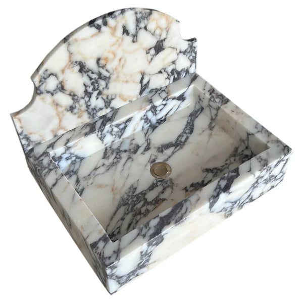 Calacatta Viola Marble Wall-Mount Bathroom Sink with Backsplash (W)18