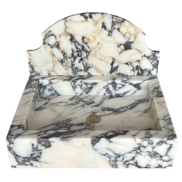 Calacatta Viola Marble Wall-Mount Bathroom Sink with Backsplash (W)18
