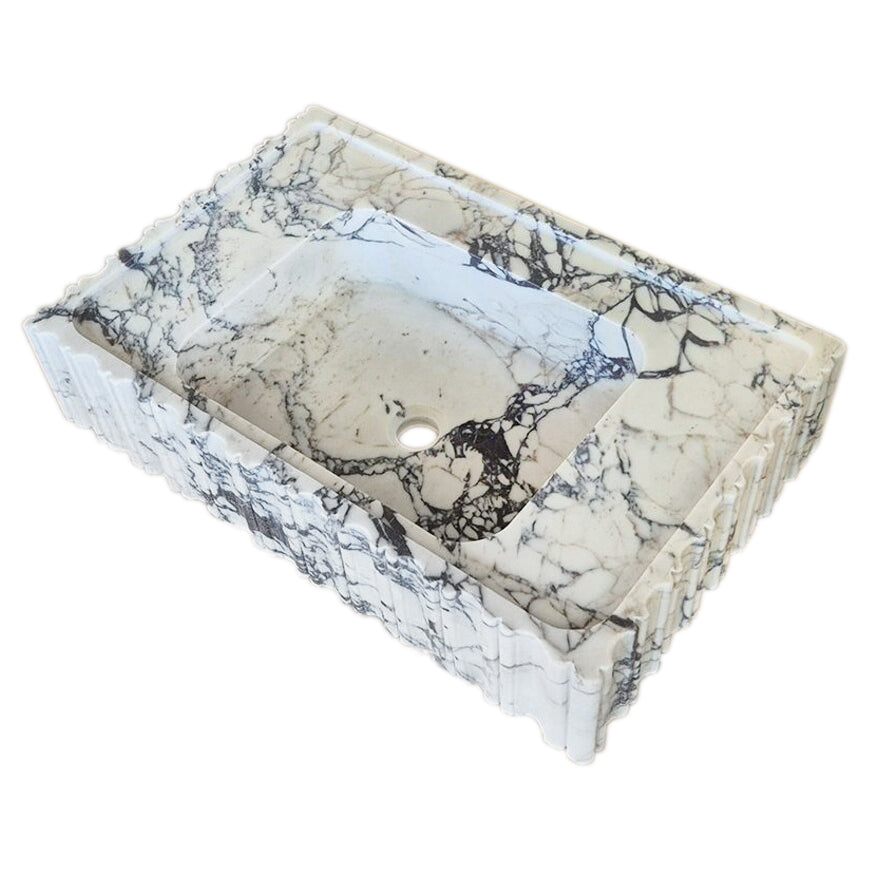 Calacatta Viola Marble Wall-mount Bathroom Vanity Sink U form Fluted (W)18