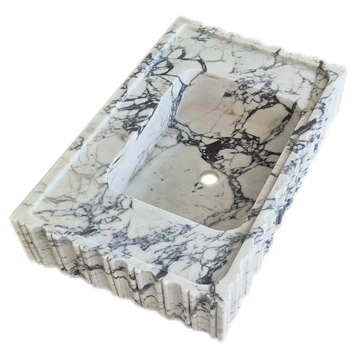 Calacatta Viola Marble Wall-mount Bathroom Vanity Sink U form Fluted (W)18