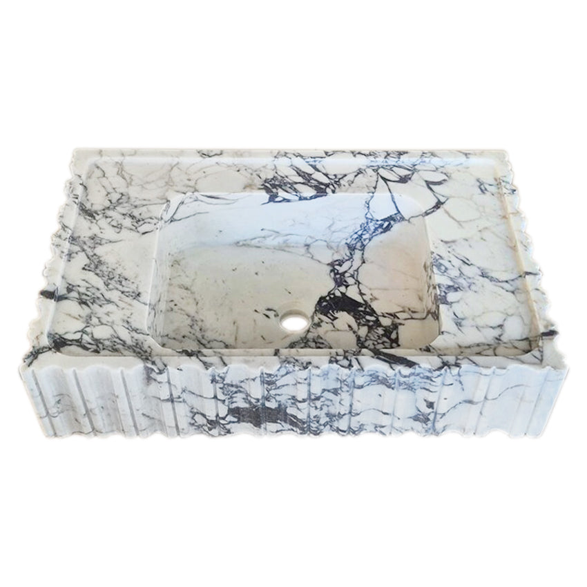 Calacatta Viola Marble Wall-mount Bathroom Vanity Sink U form Fluted (W)18