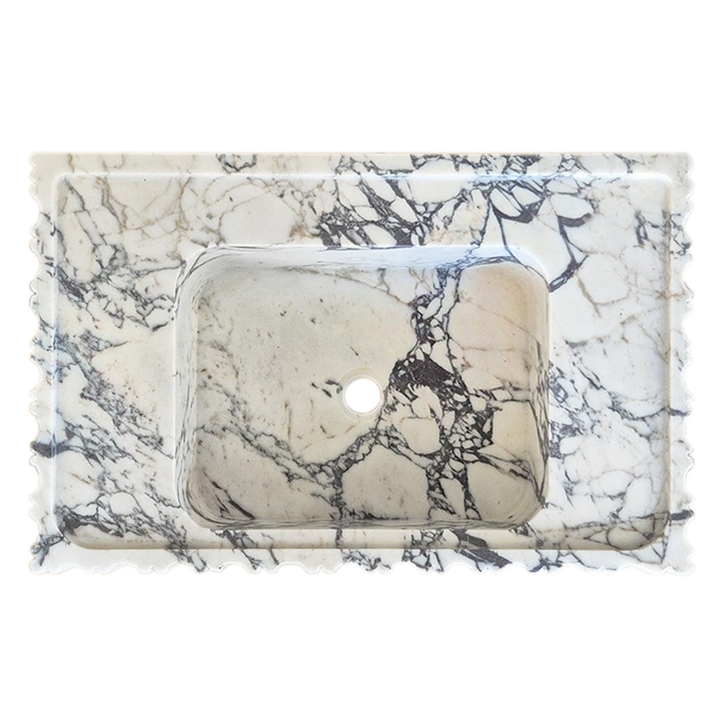 Calacatta Viola Marble Wall-mount Bathroom Vanity Sink U form Fluted (W)18